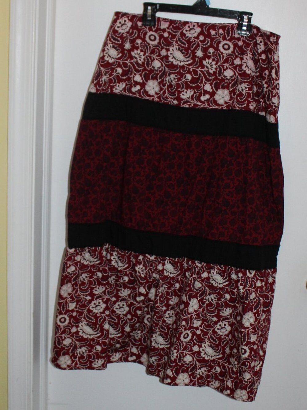 Vintage Apostrophe tiered floral maxi skirt